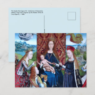 Carte Postale Madone et Enfant avec 3 Saints (détail; M 070)