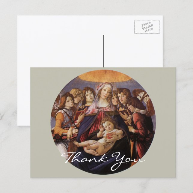 Carte Postale Madone et Enfant avec des Anges par Sandro Bottice (Devant / Derrière)