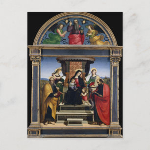 Carte Postale Madone et Enfant en majesté avec des saints de Rap