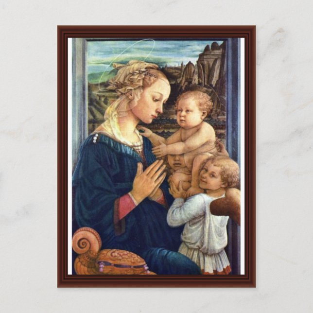 Carte Postale Madonna Avec Deux Anges Par Lippi Fra Filippo (Devant)