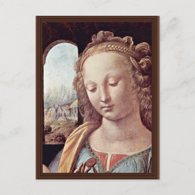 Carte Postale Madonna Avec L'Oeuvre De Leonardo Da Vinci (Devant)