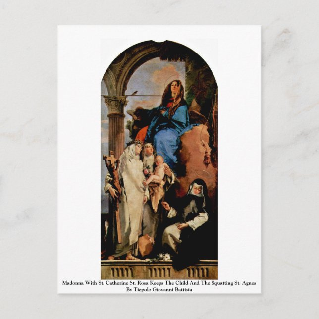 Carte Postale Madonna Avec Sainte Catherine St. Rosa (Devant)