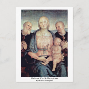 Carte Postale Madonna Avec St Herkulanus Par Pietro Perugino