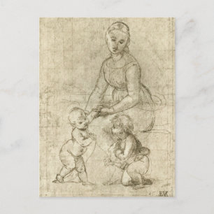 Carte Postale Madonna, Christ et Saint Jean Baptiste par Rapahel