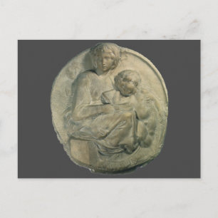 Carte Postale Madonna et Enfant, Tondo Pitti par Michelangelo