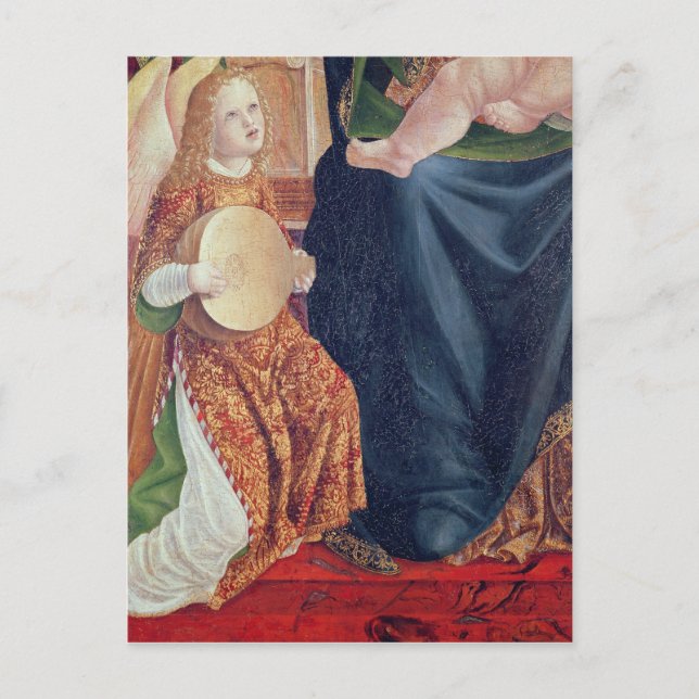 Carte Postale Madonna et l'enfant avec des musiciens anges (Devant)