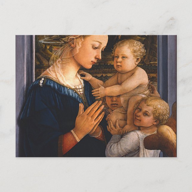 Carte Postale Madonna With Child And Two Angels By Filippo Lippi (Devant)