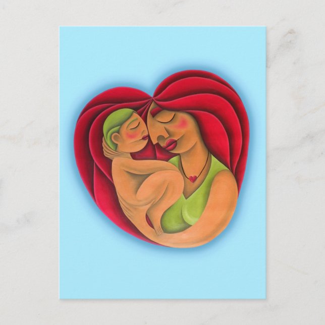 Carte Postale Madre y su hijo pintura óleo arte. Maman. (Devant)