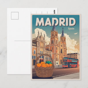 Carte Postale Madrid bus espagne vintage voyage souvenirs, cadea