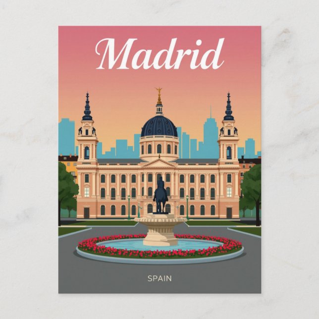 Carte Postale Madrid City Hall Palace & Fountain (Devant)