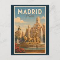 Madrid Espagne Fontaine Cibeles Illustration Voyag