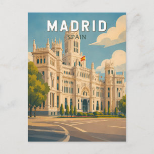 Carte Postale Madrid Espagne Illustration Voyage Art Rétro