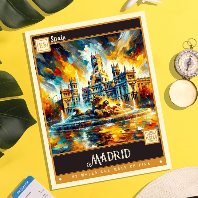 Carte Postale Madrid, Espagne | Peinture Vintage (Créateur téléchargé)