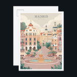 Carte Postale Madrid Espagne Vintage voyage d'art<br><div class="desc">Madrid Espagne Art Vintage illustration du lieu de voyage</div>