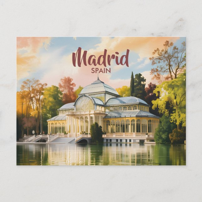Carte Postale Madrid Spain Palacio de Cristal Watercolor Travel (Devant)