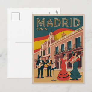 Carte Postale Madrid ville espagne souvenirs de voyage vintage, 