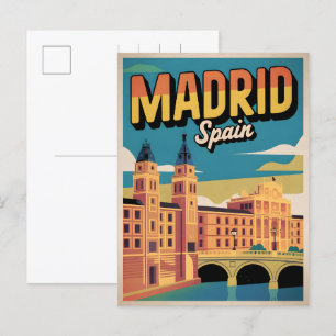 Carte Postale Madrid ville Espagne vintage voyage souvenirs, cad