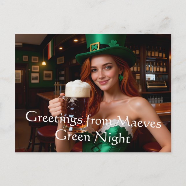 Carte Postale Maeve in Emerald Corset Irish Pub St Patrick's Day (Devant)