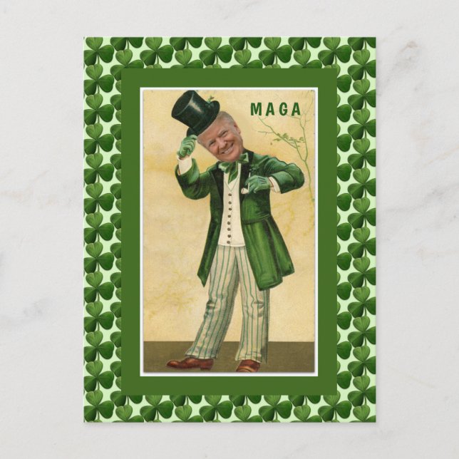 Carte Postale MAGA Donald Trump St. Patrick's Day Shamrock (Devant)