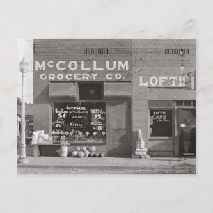 Carte Postale Magasin d'épicerie de petite ville, 1935