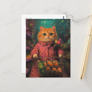 Carte Postale Magasin d'épicerie Ginger chat adorable