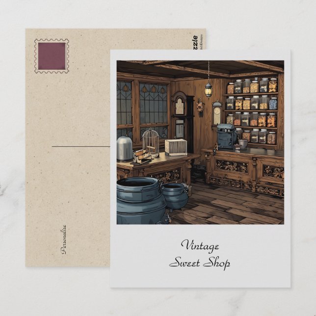 Carte Postale Magasin Général Épicerie Sucrée Vintage Personnel (Devant / Derrière)