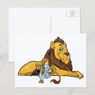 Carte Postale Mage vintage d'Oz, Dorothy et Toto avec Lion