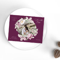 magenta aquarelle florale enregistrer la date cart