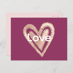 Carte Postale Magenta Blush Pink Heart Love