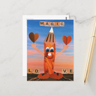 Carte Postale Magic Love ! Le crayon épais envoie l'amour