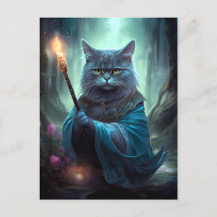 Carte Postale Magical Cat Whimsical Imaginaire Art