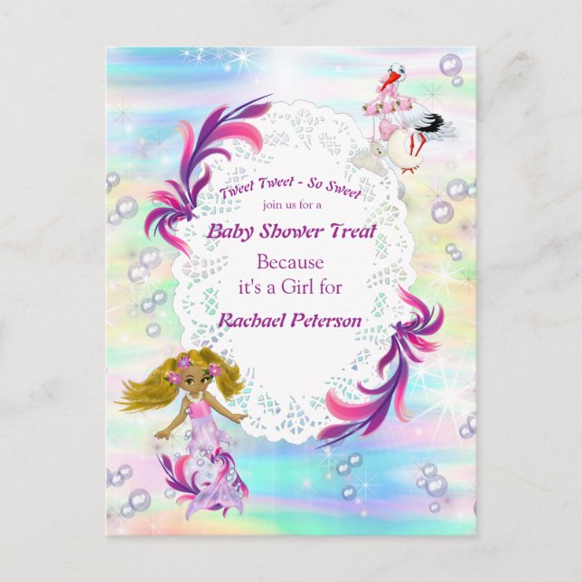 Carte Postale Magical Rainbow Baby Mermaids Fête Douche (Devant)