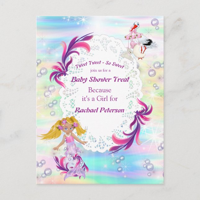 Carte Postale Magical Rainbow Baby Mermaids Fête Douche (Devant)