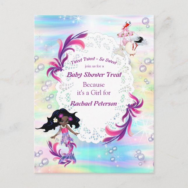 Carte Postale Magical Rainbow Baby Mermaids Fête Douche (Devant)