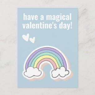 Carte Postale Magical Valentine's Day, Cute Kids Unicorn Rainbow