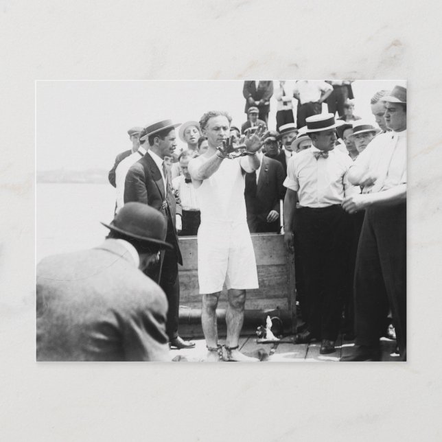 Carte Postale Magicien Harry Houdini Overboard Box Escape 1912 (Devant)