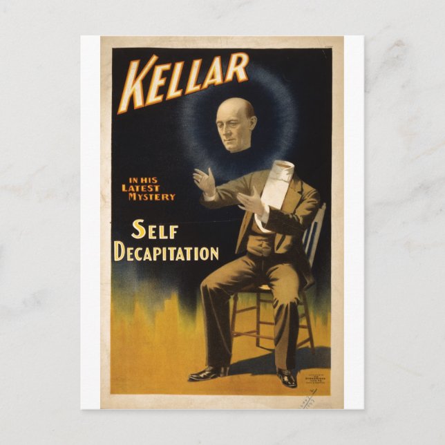 Carte Postale Magicien Harry Kellar - auto-décapitation (Devant)