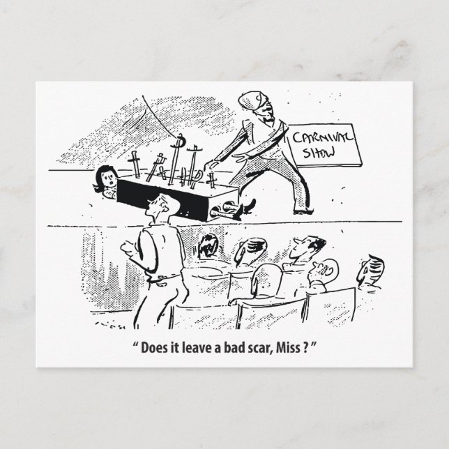 Carte Postale Magicien sur la scène, Humour, Vintage (Devant)