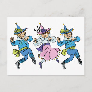 Carte Postale Magicien vintage d'Oz, mignonne Munchkins Dansant 