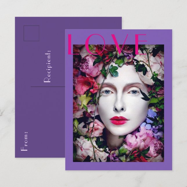 Carte Postale Magickal Flower Maiden Goddess Lavender Purple (Devant / Derrière)