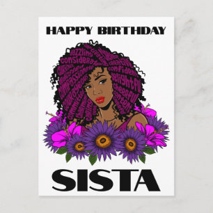 Carte Postale Magie de fille noire Anniversaire Sœur Mélanine Fe