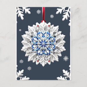 Carte Postale Magie de l'hiver bleu ✨ Élégance des flocons de ne