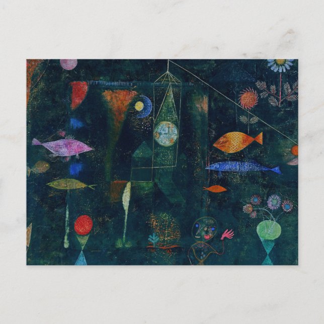 Carte Postale Magie de poisson de Paul Klee Peinture Abstraite A (Devant)