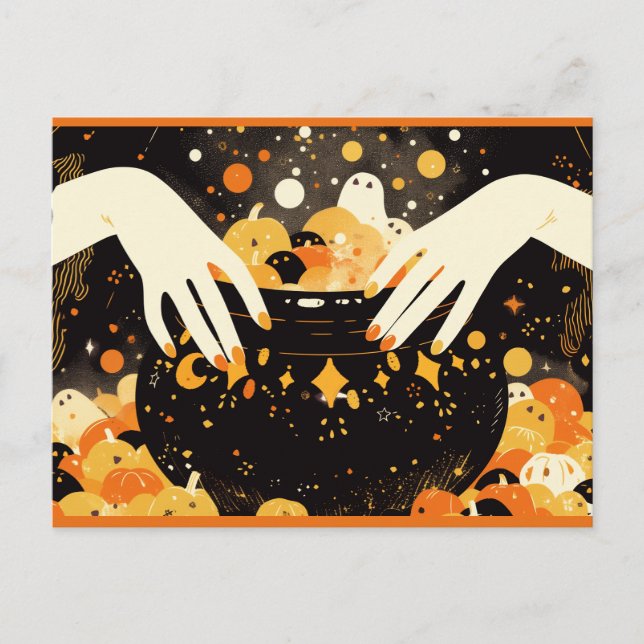 Carte Postale Magie du brassage de sorcières dans le Cauldron d' (Devant)