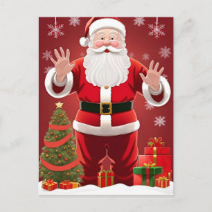 Carte Postale 🎄 Magie festive de Père Noël et arbre de Noël ❄️
