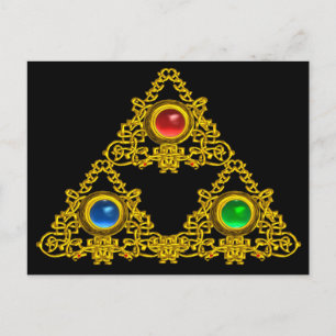 CARTE POSTALE MAGIQUE ELFIC TALISMAN /GOLD TRIANGLE AVEC GEMSTON