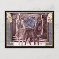 Carte postale Magique Loup celtique