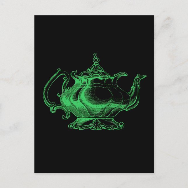 Carte Postale Magique Retro Green Altered Light Victorian Teapot (Devant)