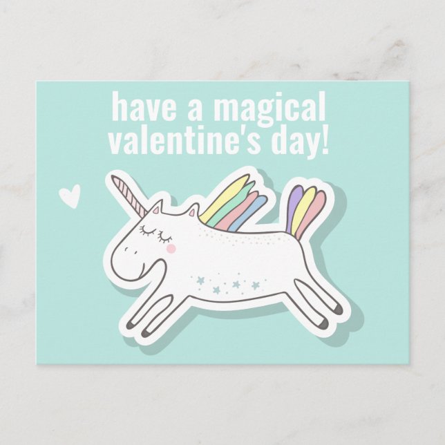 Carte Postale Magique Saint-Valentin - Licorne Enfants Mignon  C (Devant)
