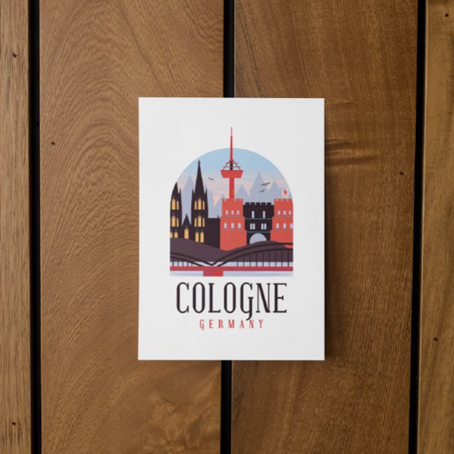 Carte Postale Magnet Cityscape Vintage de Cologne Allemagne (cologne germany postcard)